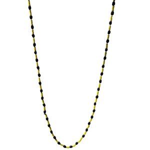 Vintage Handmade Black Yellow Seed Beaded Necklace Tribal Minimalistic Jewelry